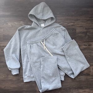 Gray 1/4 Zip Hoodie and Sweatpants Set